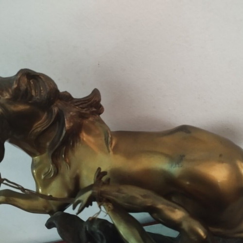 Marly Horse bronze sculpture used with marble base