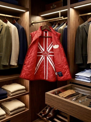 Lavenham for Church’s Rare Union Jack Lining Quilted Vest Size S