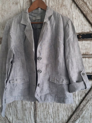 Linen jacket like new, gray, size L / 40 / 12