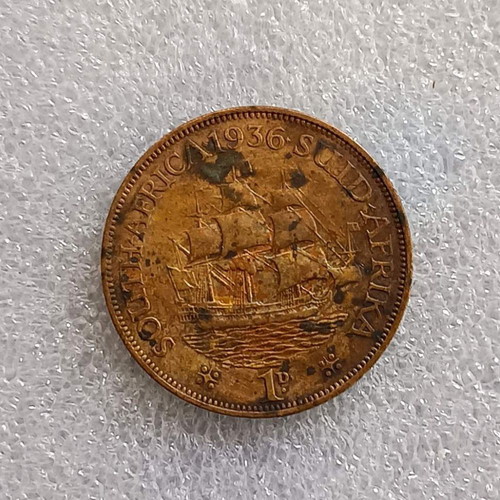 South Africa 1 Penny Coin 1936 used, copper