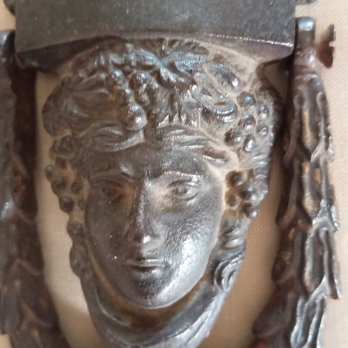 Old iron door knocker like new, 22x12 cm, approx. 400g