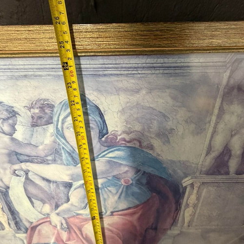 Renaissance Style Frame used, Michelangelo Sibyl Art Print in Wooden Gold Frame