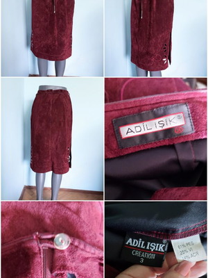 Adilisik velvet skirt with embroidery and slits like new, sizes L/XL