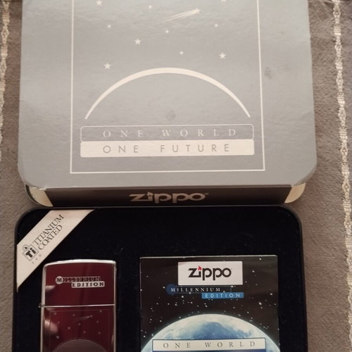 Zippo Millennium Edition 1999 One World One Future titanium coated lighter like new