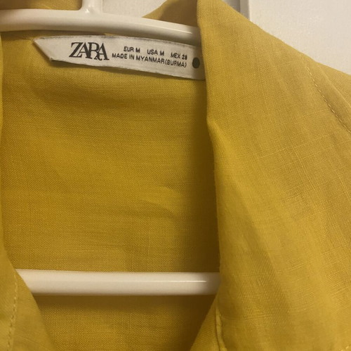 Zara yellow linen shirt with ruffle sleeves like new