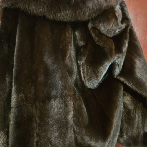 Mink fur coat, size L, black and brown