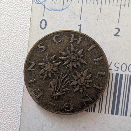 Austrian 1 Schilling Coin 1960 used with Edelweiss flower
