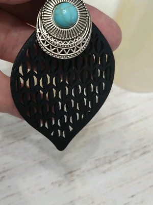 Earrings new, black and turquoise handmade dangle