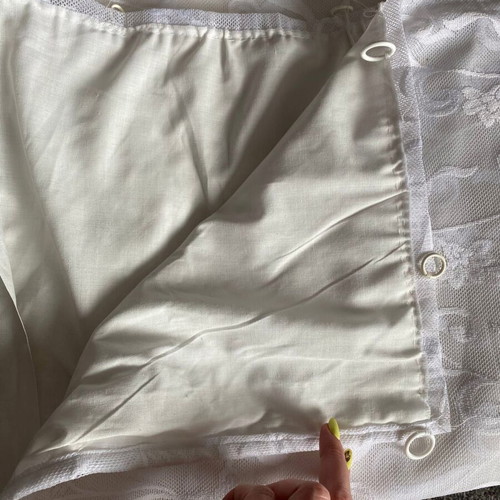 Lace lined curtain, white, 118x90 cm