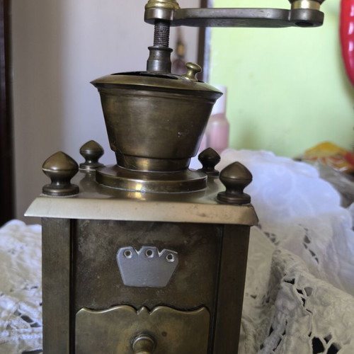 Old brass coffee grinder like new