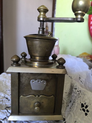 Old brass coffee grinder like new