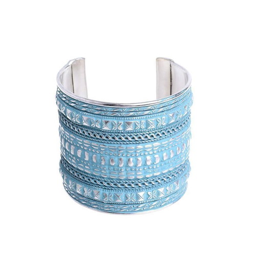 Bracelet cuff type new with silver designs and turquoise details Ble Resort Collection