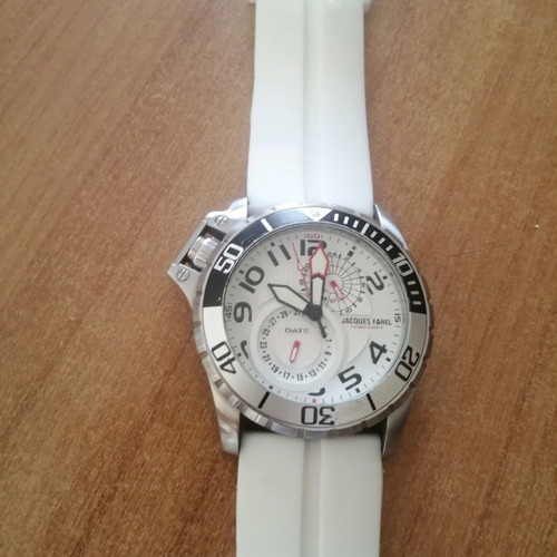 Jacques Farel watch with luminous hands and extra silicone strap