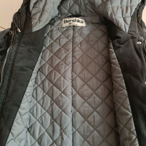Bershka women's long jacket used, gray, size Medium