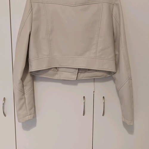 Cropped faux leather jacket used, beige, size L Pink Woman