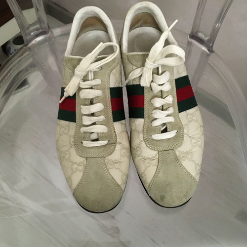 Gucci GG Monogram leather trainers EU37 used, beige
