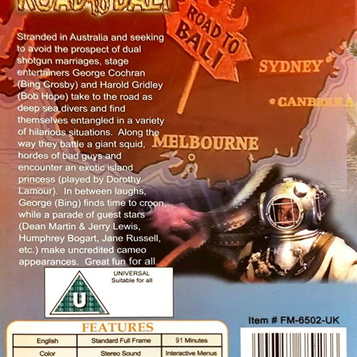 Road to Bali DVD comedy movie used, no subtitles