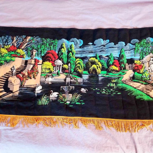 Canvas painting used, vintage, hand-painted, 140x63 cm