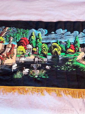 Canvas painting used, vintage, hand-painted, 140x63 cm