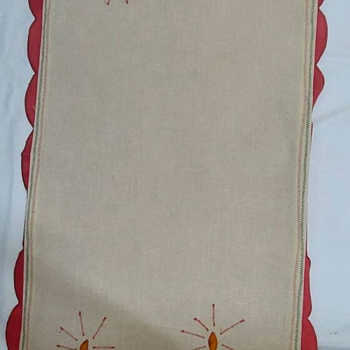 Table runner 100x40cm Christmas embroidery appliqué with red candle design