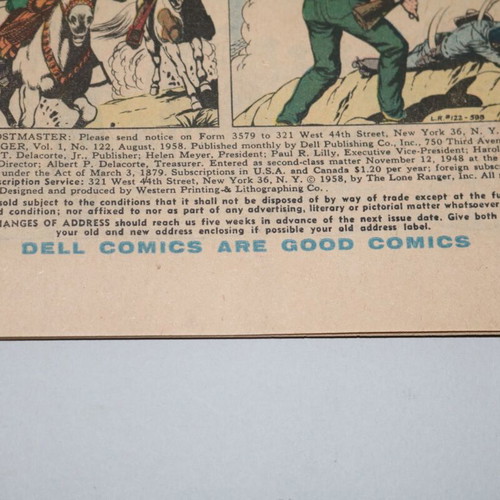 The Lone Ranger #122 vintage comic August 1958 used