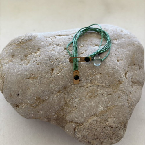 Apriati 18K Gold Plaque Handmade Bracelet with Aquamarine, like new