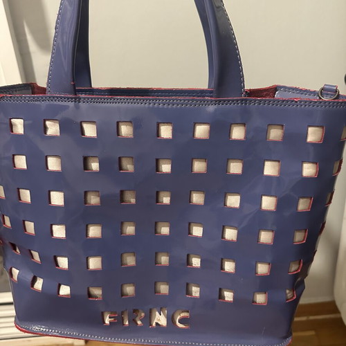 FRNC shoulder bag like new, blue with silver and red accents