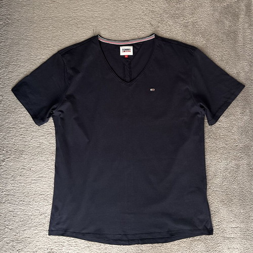 Tommy Hilfiger T-shirt Jersey V-neck Black Iris men's XXL