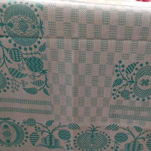 Woven bedspread 1.35 x 1.95m, turquoise floral design