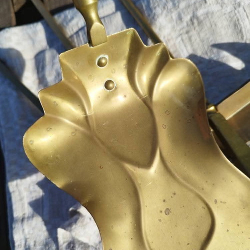 Antique Victorian Style Solid Brass Fireplace Set used