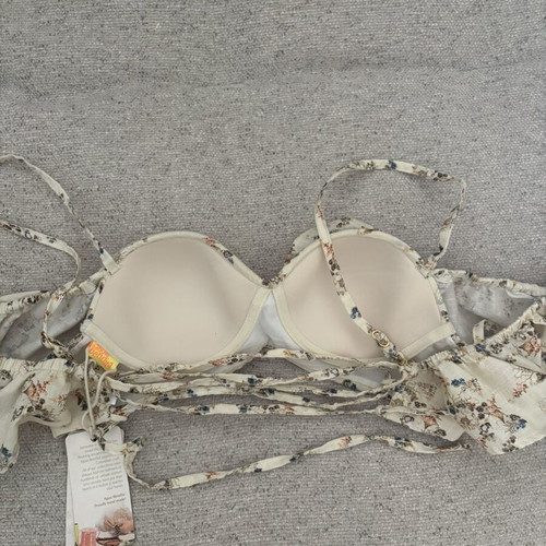 Agua Bendita Bustier Top new, 100% cotton, beige multicolor