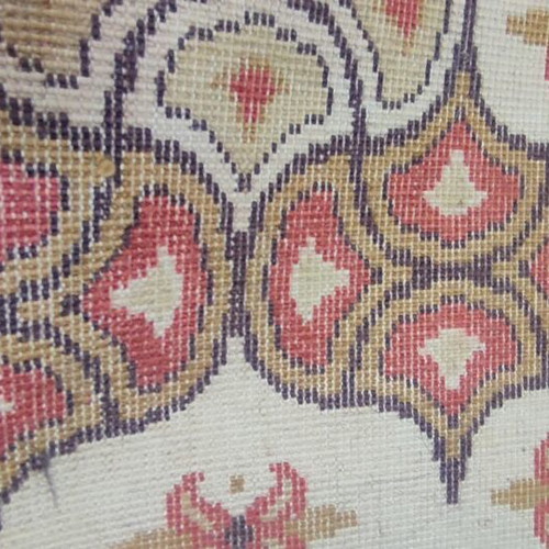 Wool rug used, beige and burgundy, 2.55x2.00 m