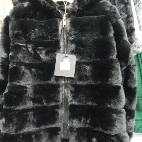 Yookie black short women's faux fur jacket with zipper new