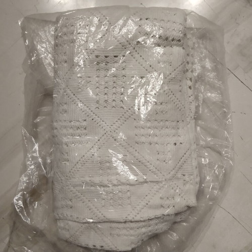 Handmade oversized knitted blanket ivory color 2.20x2.76