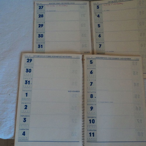 Saliveros Desk Calendars used, set of 6 from 1961-73