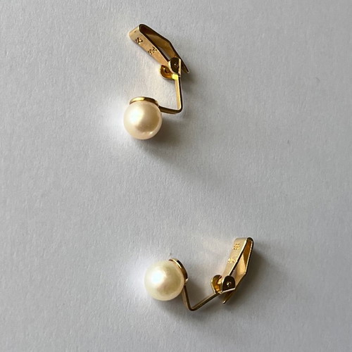 Gold clip earrings with 14k pearls new