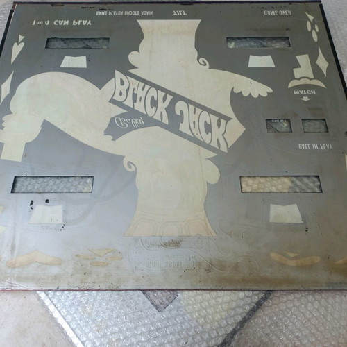 Bally Black Jack pinball glass used, original backglass
