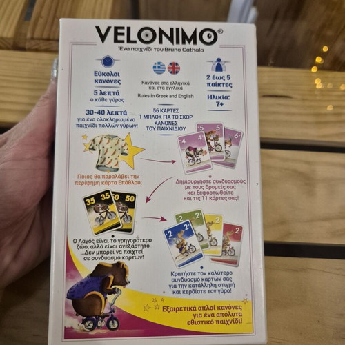 Velonimo board game with cards for 2-5 players, age 7+