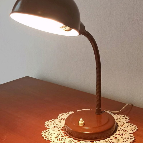 Vintage table desk lamp used, brown mid-century 1960