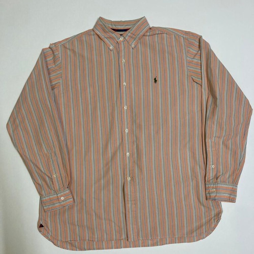 Ralph Lauren Fun Overhemd XL classic fit oxford orange green white pinstripe long sleeve shirt