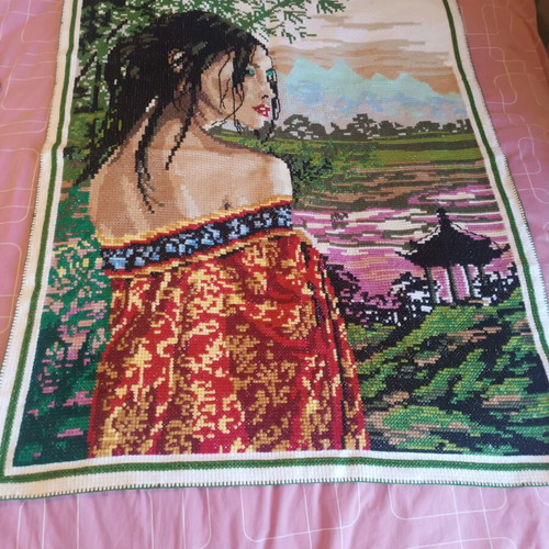 Handmade needlepoint in like-new condition