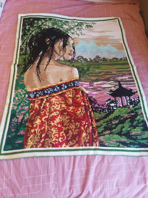 Handmade needlepoint in like-new condition