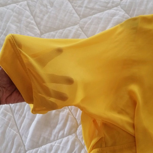 Zara blouse like new, yellow with transparent sleeves, size L