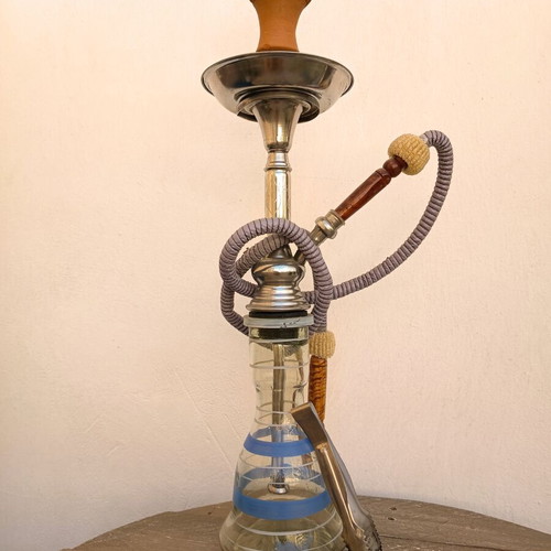 Egyptian Shisha 54cm Blue Glass Base Complete Setup used