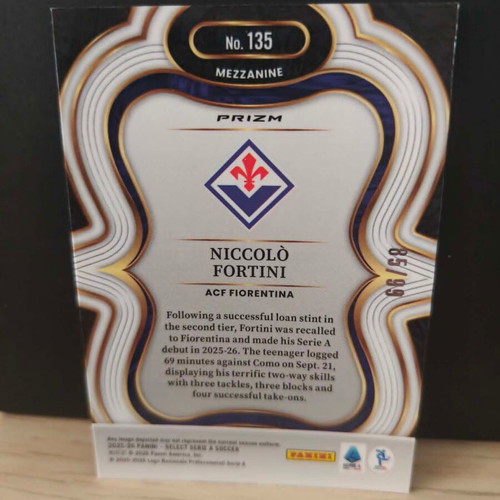 2025-26 Panini Select Serie A Fiorentina RC Niccolo Fortini Bronze Checker