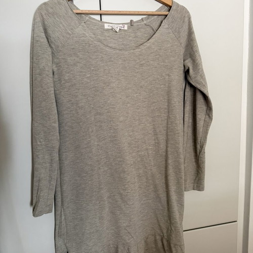 Attrattivo blouse with ruffles used, size M, grey beige