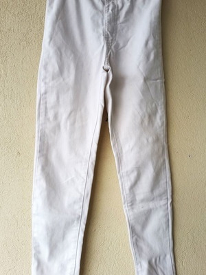 Bikelife women's white high-waisted elastic five-pocket jeans, size S
