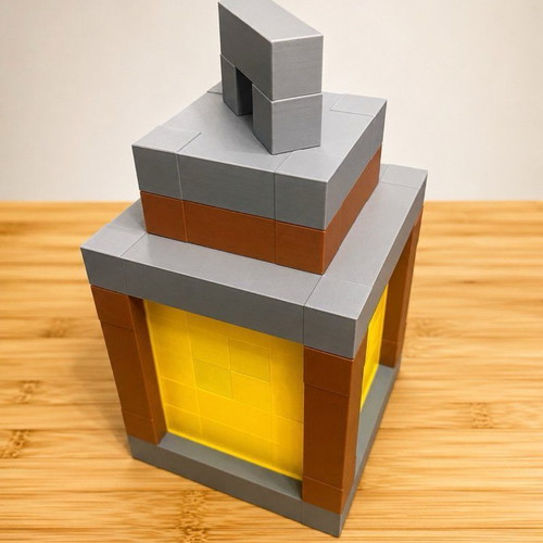 Minecraft style pixelated lantern table lamp with RGB light