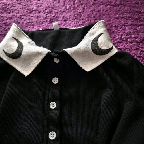 Crop top Alien Baby used, A-Style, size S, black and white