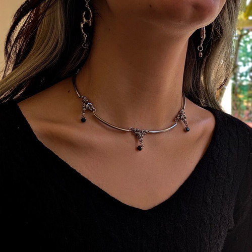 Boho Y2k Fairy Gothic Punk Rock Grunge Necklace silver new handmade